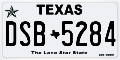TX license plate DSB5284