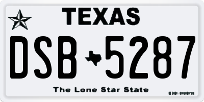 TX license plate DSB5287