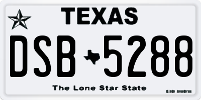 TX license plate DSB5288