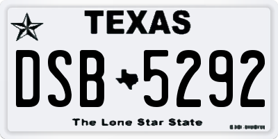 TX license plate DSB5292
