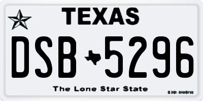 TX license plate DSB5296