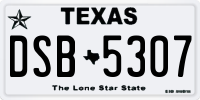 TX license plate DSB5307