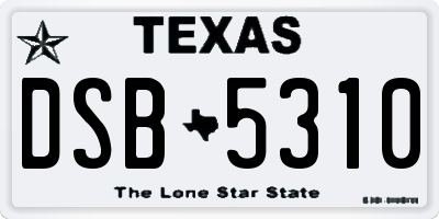 TX license plate DSB5310