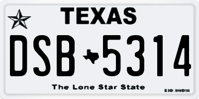 TX license plate DSB5314