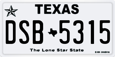 TX license plate DSB5315