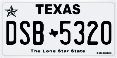 TX license plate DSB5320