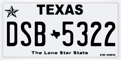 TX license plate DSB5322