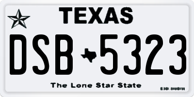 TX license plate DSB5323