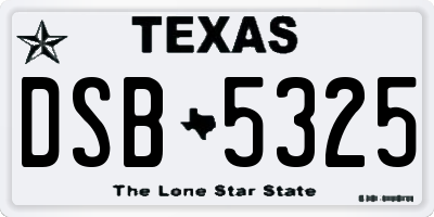 TX license plate DSB5325