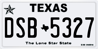 TX license plate DSB5327