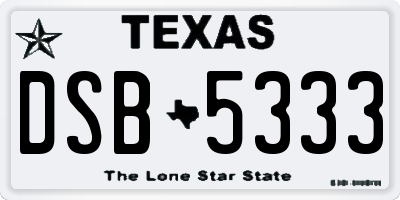 TX license plate DSB5333