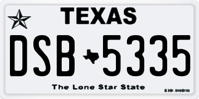 TX license plate DSB5335