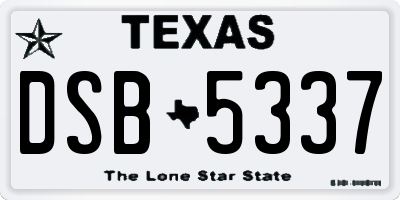 TX license plate DSB5337