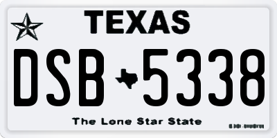 TX license plate DSB5338