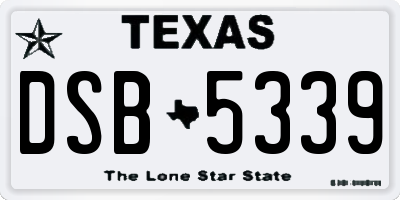 TX license plate DSB5339