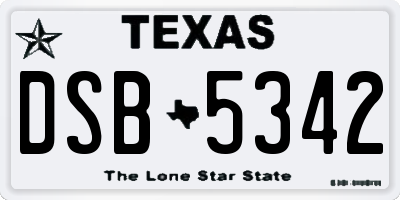 TX license plate DSB5342