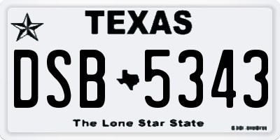 TX license plate DSB5343