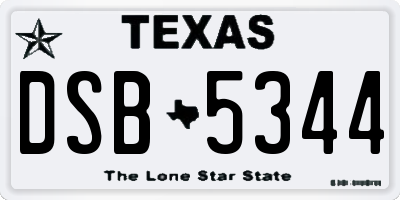 TX license plate DSB5344