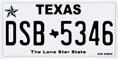 TX license plate DSB5346