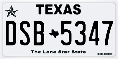 TX license plate DSB5347