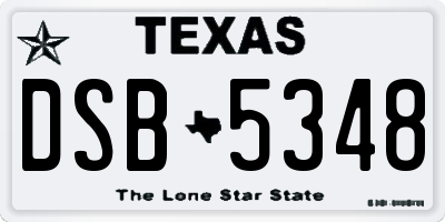 TX license plate DSB5348