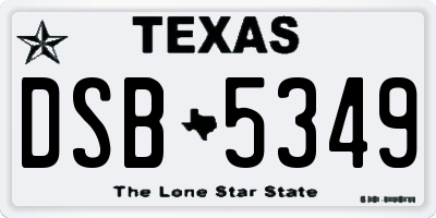 TX license plate DSB5349