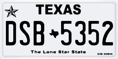 TX license plate DSB5352