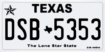 TX license plate DSB5353