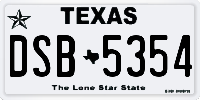 TX license plate DSB5354