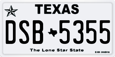 TX license plate DSB5355