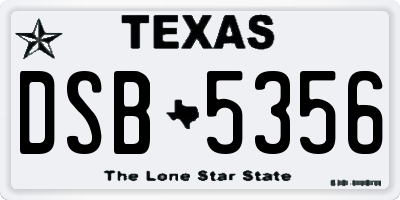 TX license plate DSB5356