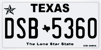 TX license plate DSB5360