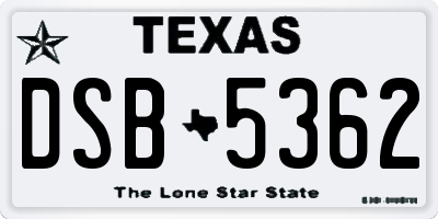TX license plate DSB5362