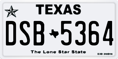 TX license plate DSB5364