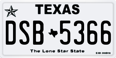 TX license plate DSB5366
