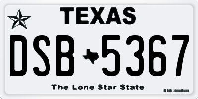 TX license plate DSB5367