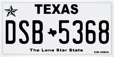 TX license plate DSB5368