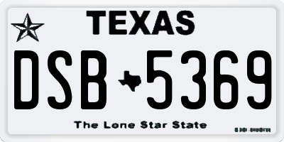 TX license plate DSB5369