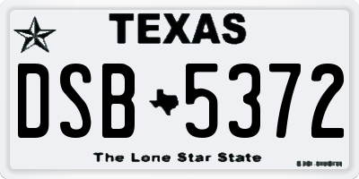 TX license plate DSB5372