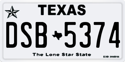 TX license plate DSB5374