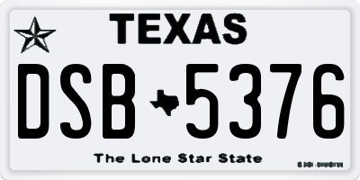 TX license plate DSB5376