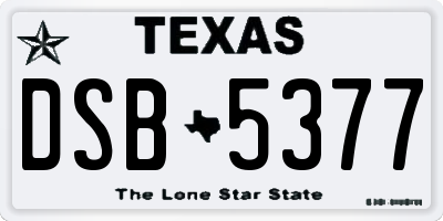 TX license plate DSB5377