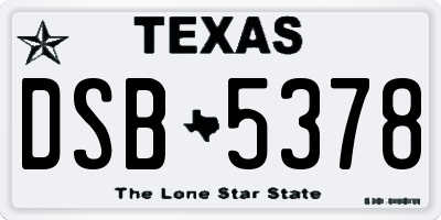TX license plate DSB5378