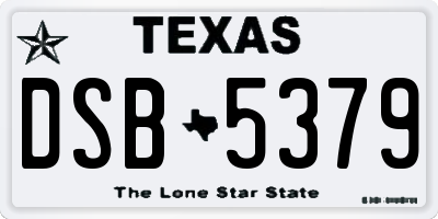 TX license plate DSB5379