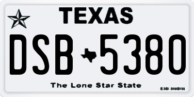 TX license plate DSB5380