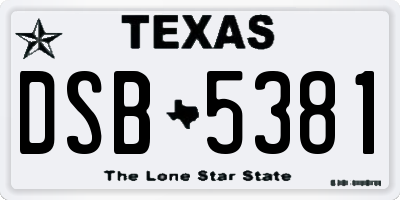 TX license plate DSB5381