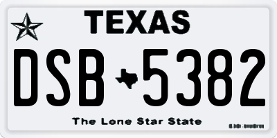 TX license plate DSB5382
