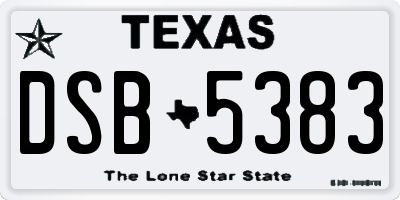 TX license plate DSB5383
