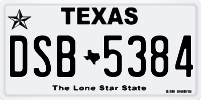 TX license plate DSB5384