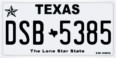 TX license plate DSB5385